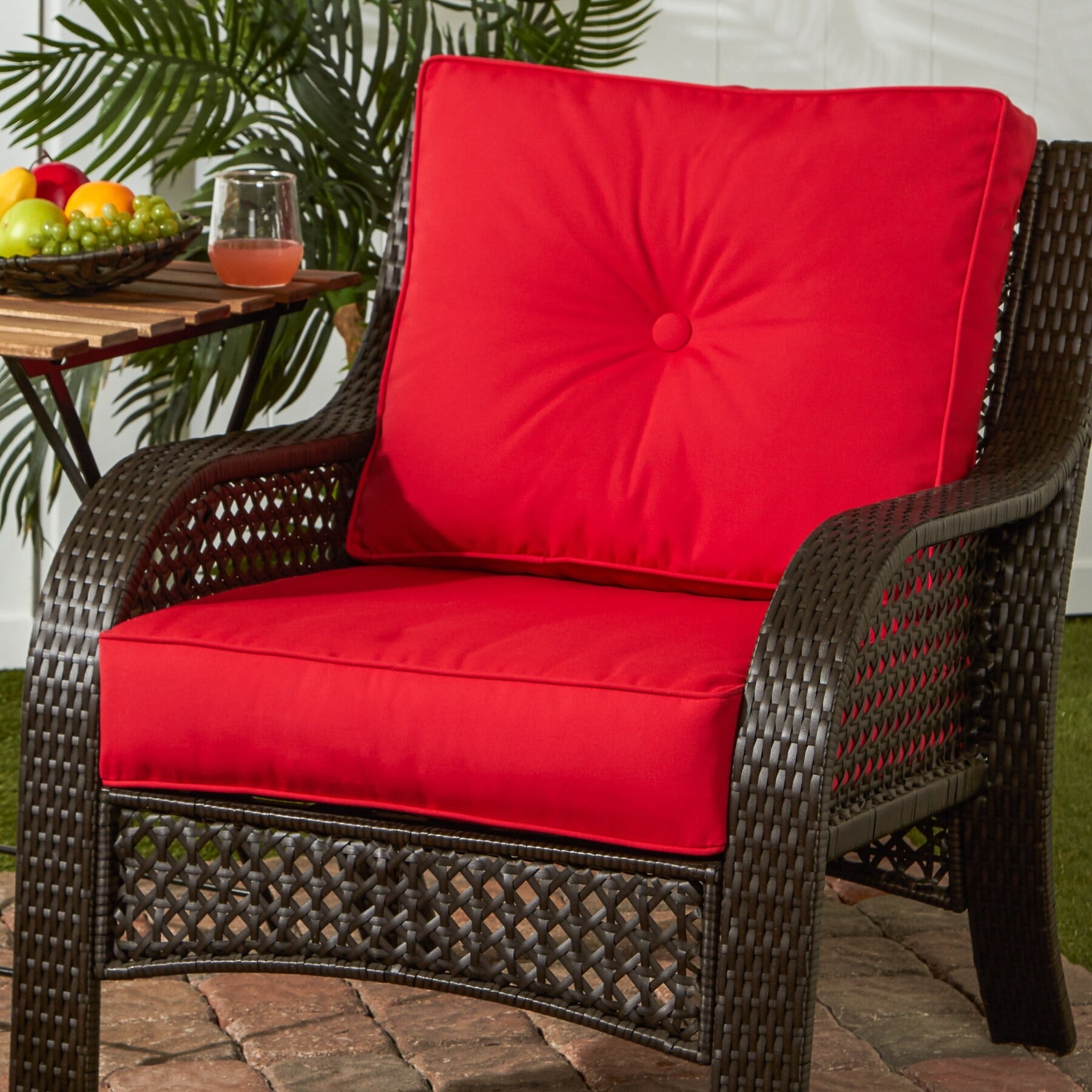 Haven Way Universal Outdoor Deep Seat Lounge Chair Cushion Set - 22x25 - Red
