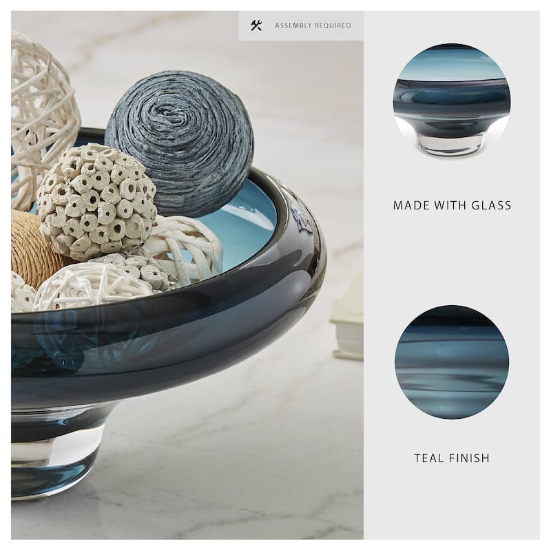 Signature Design by Ashley Vallborough Teal Blue Bowl - 13.25"W x 13.25"D x 6.13"H