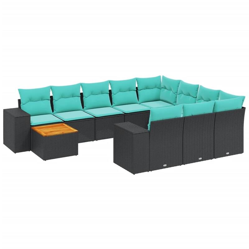 vidaXL Patio Sofa Set with Cushions Outdoor Furniture 11 Piece Poly Rattan - 24.4x 24.4x 27.2