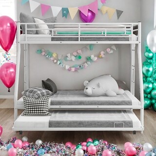 Modern Twin Over Full Multiple Choices Bunk Bed With Sturdy Steel Frame,Twin Size Trundle,Two-Side Ladders