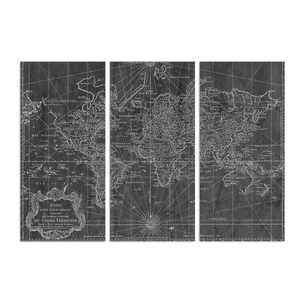 Oliver Gal 'World Map 1778 triptych' Maps and Flags Wall Art Canvas