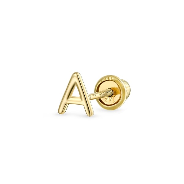 A-Z Tiny Alphabet Letter Initial Cartilage Stud Earring Real 14K Gold. Opens flyout.