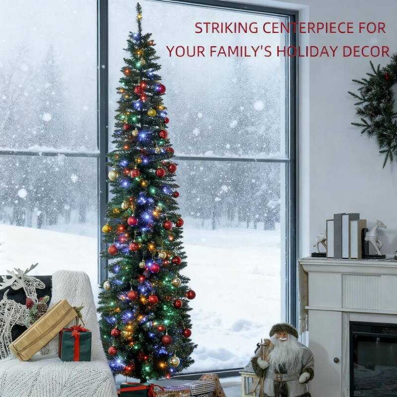 8' Artificial Pencil Christmas Trees - Green