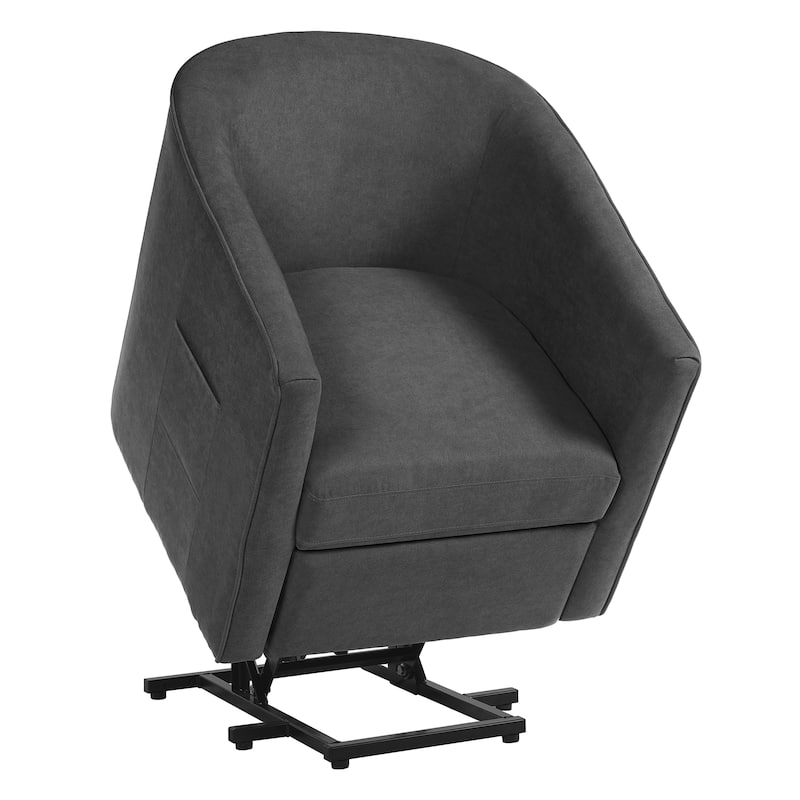 Power Lift Recliner Barrel Shape Recliner Chair Lift Assist Reclining Chair Electric Lift Chair with Footrest and Side Pocket