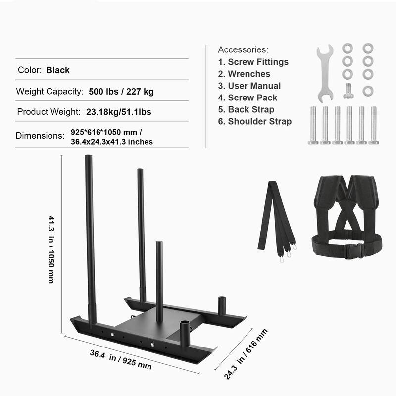 Weight Training Sled for Power Strength Resistance and Speed Workouts - 36.4 x 24.3 x 41.3 inches