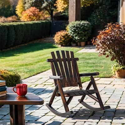 Outsunny Outdoor Wooden Rocking Chair,Rustic Adirondack Rocker