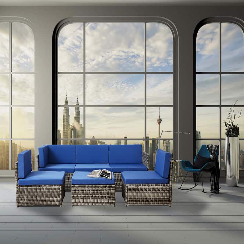 4 Piece Rattan Sectional Sofa Sets Patio Outdoor Furniture
