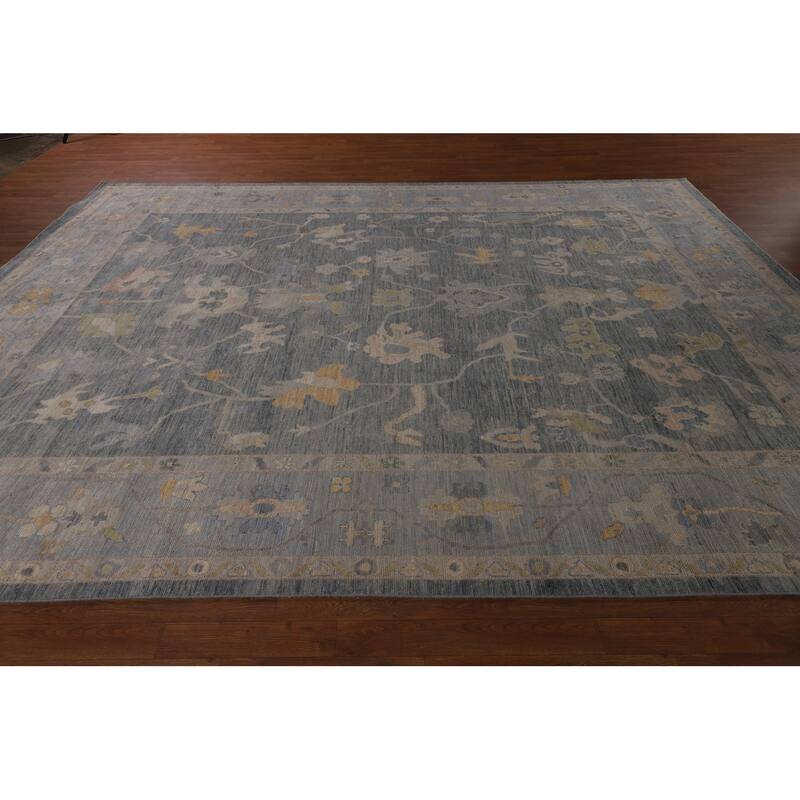 Grays & Blues Oushak Vegetable Dye Area Rug Handmade Wool Carpet - 9'2"x 12'0"