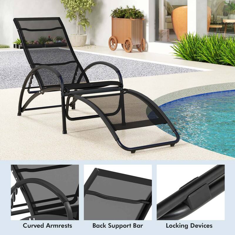 1/2 PCS 2-in-1 Convertible Lounge Chair Outdoor Rocking Chair Outdoor
