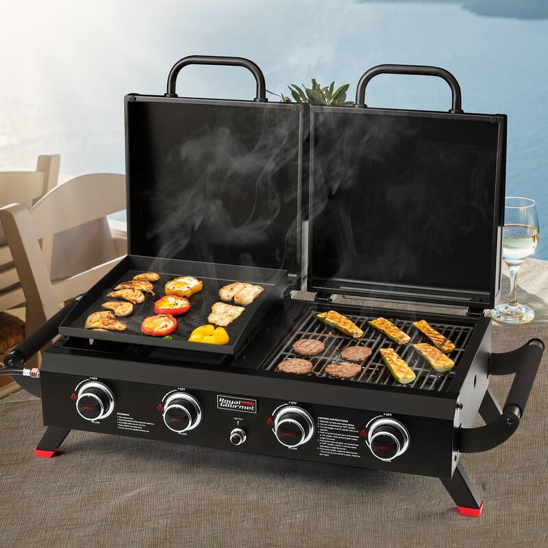 Royal Gourmet GD4002TP Portable Tabletop Grill & Griddle Combo, Black