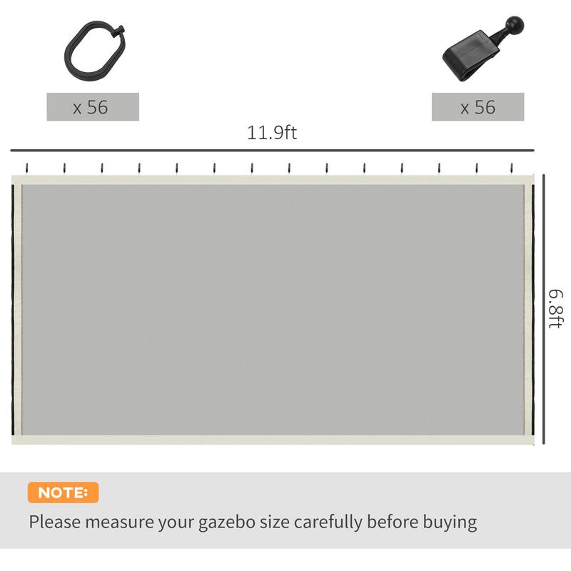 Outsunny Universal Replacement Mesh Sidewall Netting for 12' x 12' Patio Gazebos and Canopy Tents with Zippers