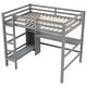 preview thumbnail 19 of 22, Full Size Loft Bed with Storage Shelves and Desk, Multi-functional Kids Bed Frame with Open Bookcase
