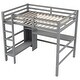 preview thumbnail 5 of 13, Wood Loft Bed w/Slats Support, Full Size Bed Frame with Multifunction Shelves, Full-length Guardrail and Under-bed Desk