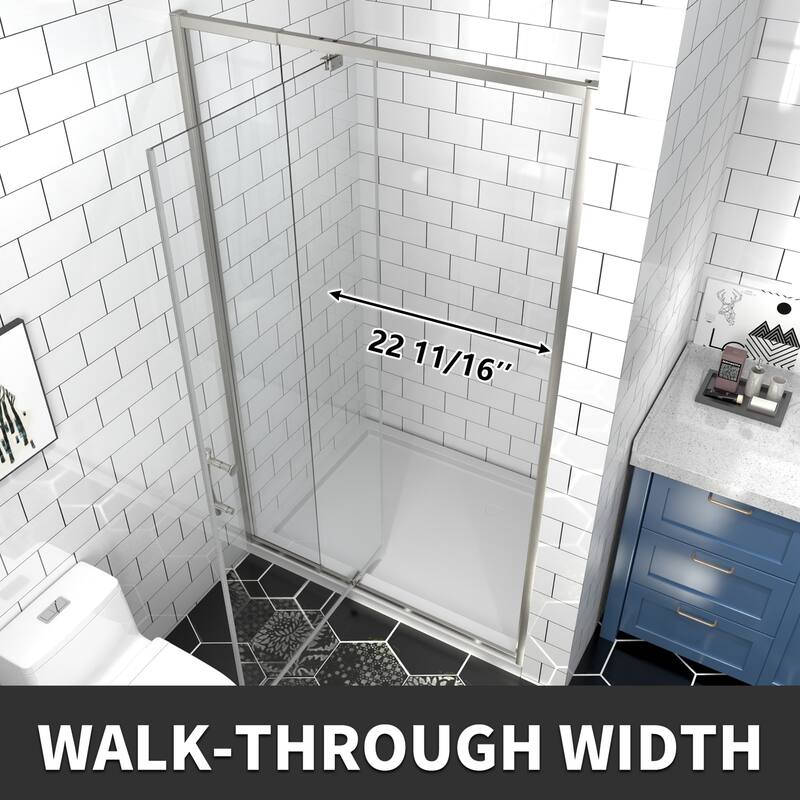 Modland 42''/48''/54''/60''W x 71''H Frameless Pivot Swing Shower Door Enclosure with 1/4" SGCC Tempered Glass Door