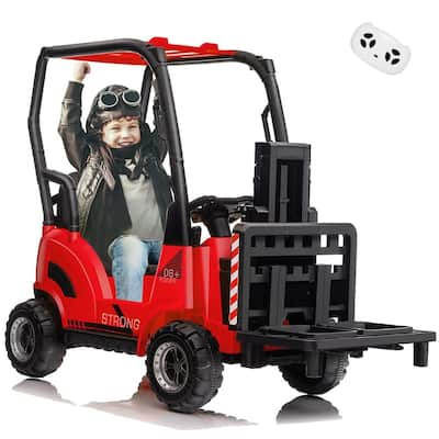 12V Ride-On Forklift for Kids, Electric Construction Car with Remote Control, Liftable Fork and Pallet