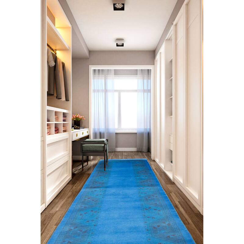 ECARPETGALLERY Hand-knotted Color Transition Blue Wool Rug - 2'8 x 8'11