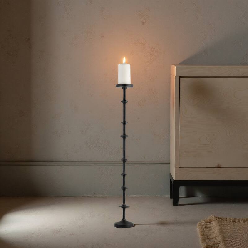 Black 36 in. Metal Abacus Floor Pillar Candle Holder