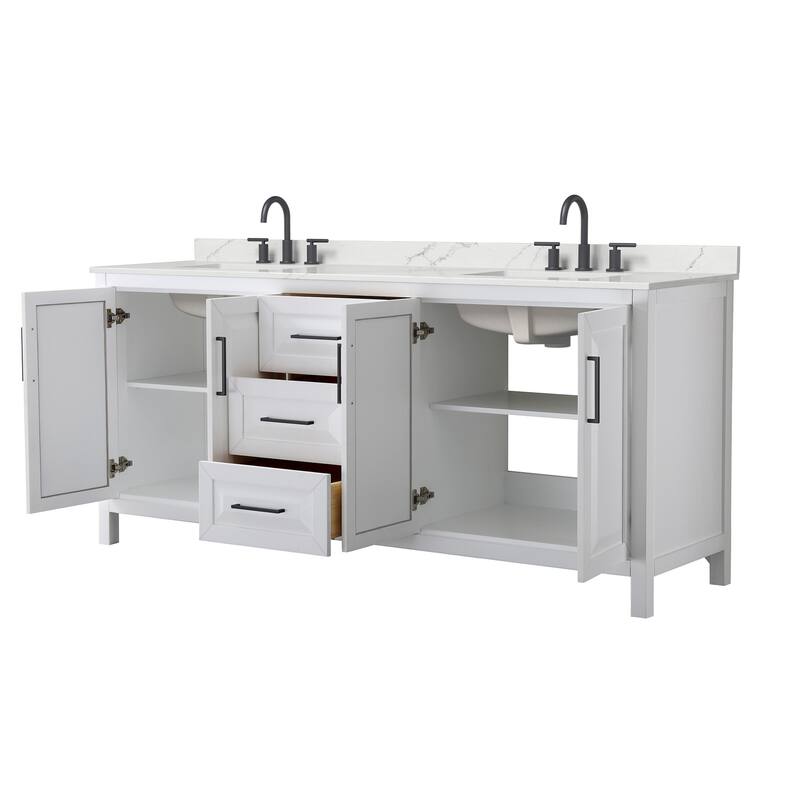 Daria 80-inch Double Vanity, 3 Hole Quartz Top