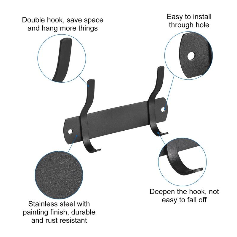 Coat Hook Rack, Stainless Steel Wall Mounted Hook Rail Wall Hangers