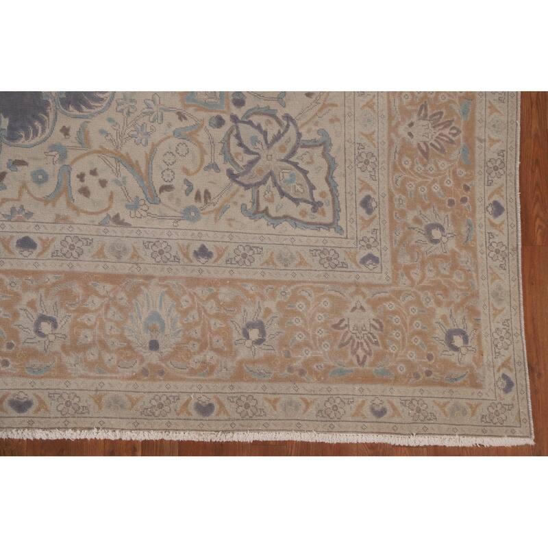 Hand Knotted Oriental 100% Wool Carpet Traditional Medallion Greys & Charcoal Tabriz Area Rug - 12' 5'' X 9' 7''