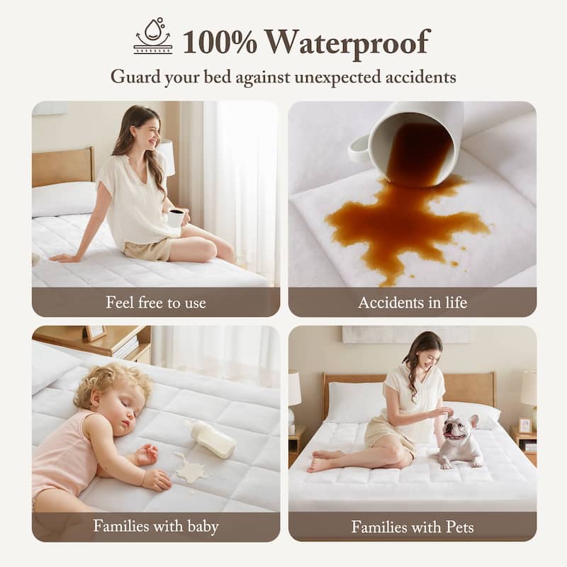 Madison Park Heavenly Soft Overfilled Plush Down Alt. Waterproof Mattress Pad - White