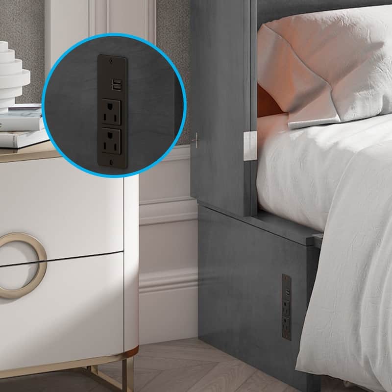 Mixoy Queen Murphy Bed Cabinet Bed Chest with Mattress,Drawers,USB Charging Station