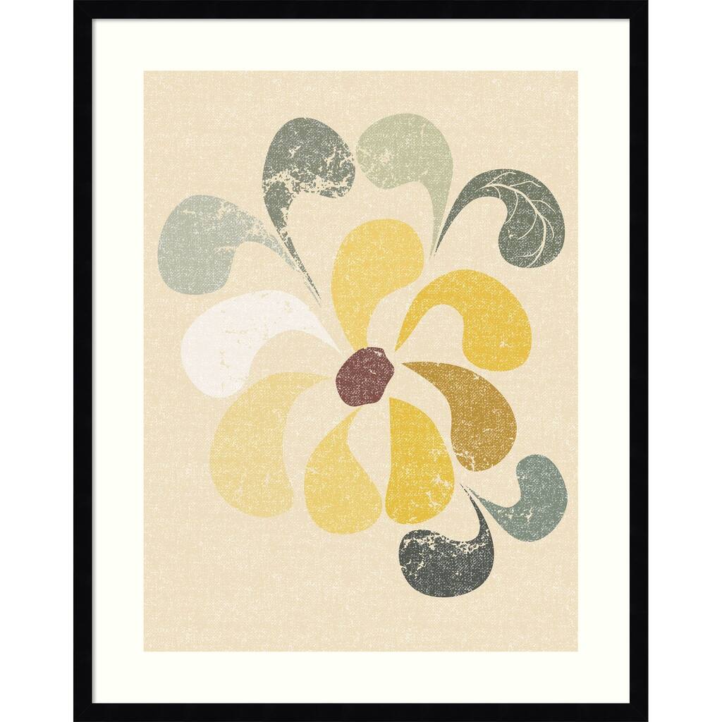 Floral Echoes of Yellow by Annick Wood Framed Wall Art Print - Svelte Noir Black