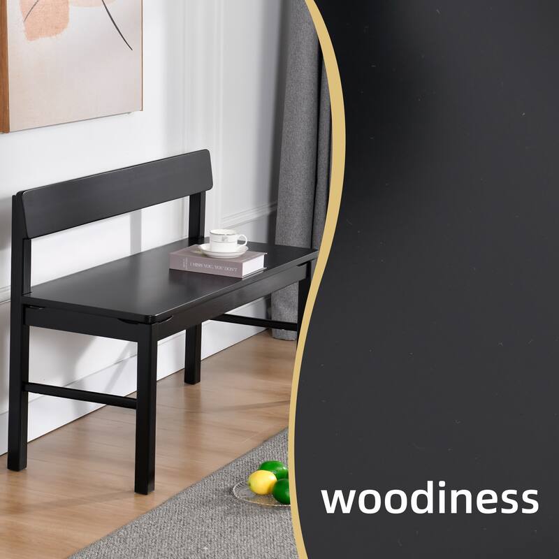 Entryway 40"L Solid Wood Dining Bench with Spindle Back