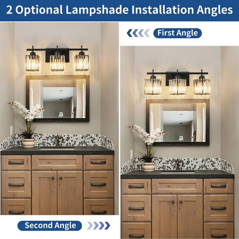Starsky 3/4-Light Modern Dimmable Bathroom Crystal Vanity Light Wall Sconces with Crystal Shade
