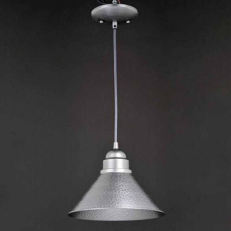 Outland 1 Light Pewter Farmhouse Outdoor Barn Dome Pendant - 10-in W x 7.5-in H x 10-in D
