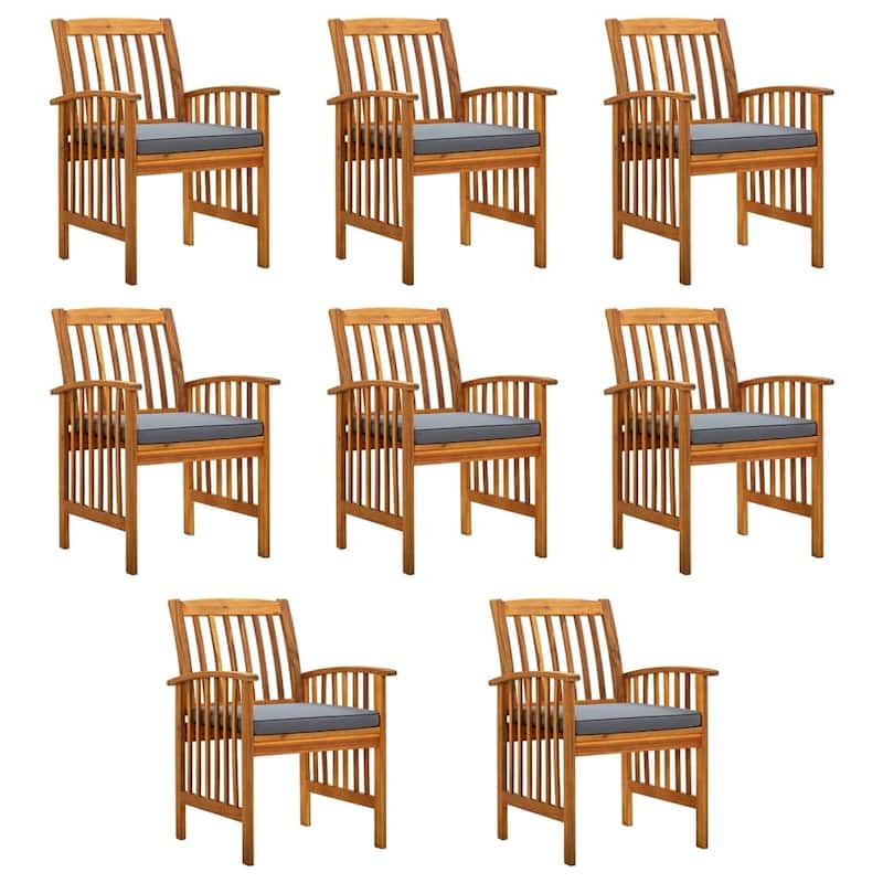 vidaXL Patio Dining Chairs with Cushions Solid Wood Acacia