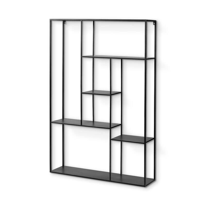 Meridius Black Metal Multi-Tier Wall Mounted Shelving Unit - Black