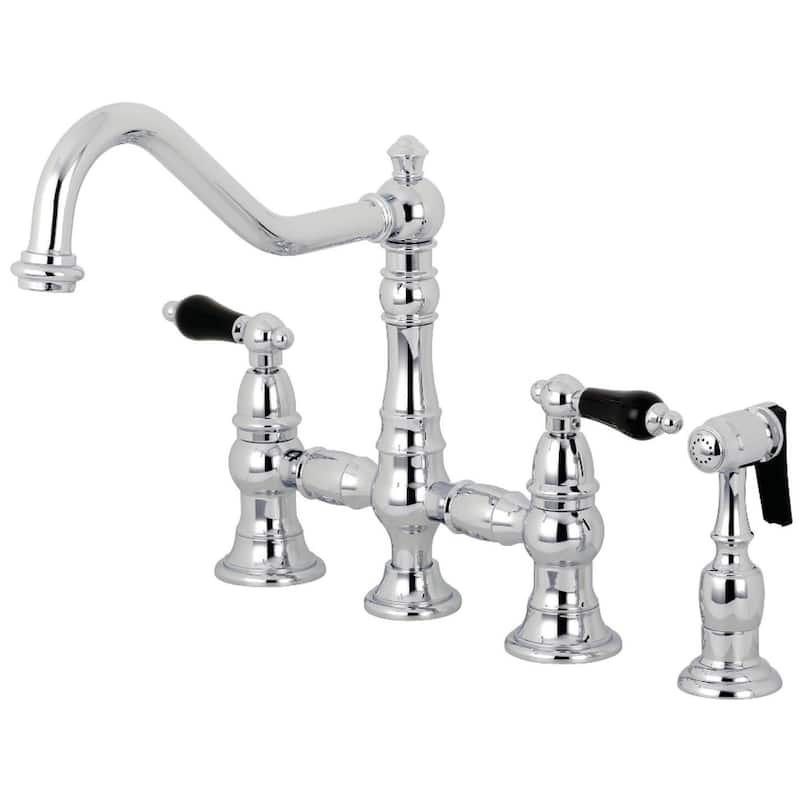 Kingston Brass Duchess Bridge Kitchen Faucet with Brass Sprayer - Polished Chrome