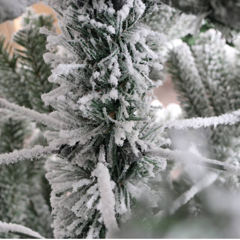 7ft Artificial Snow Flocked Pine Tree with Realistic Tips and Metal Stand