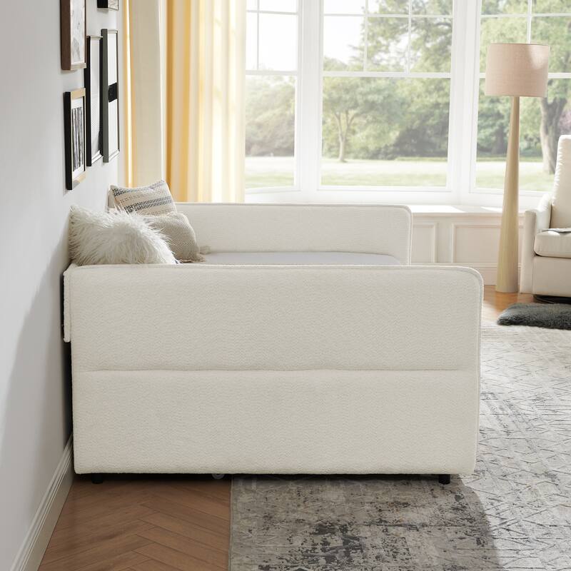 Daybed with Trundle Upholstered Tufted Sofa Bed