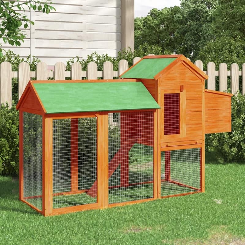 vidaXL Chicken Coop Brown 76"x25.6"x46.1" Solid Wood Pine - 76" x 25.6" x 46.1" (L x W x H)
