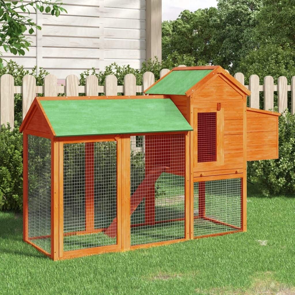 vidaXL Chicken Coop Brown 76"x25.6"x46.1" Solid Wood Pine - 76" x 25.6" x 46.1" (L x W x H)