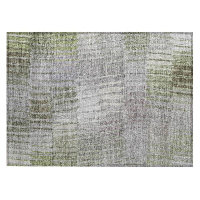 Machine Washable Indoor/ Outdoor Casual Stripe Chantille Rug