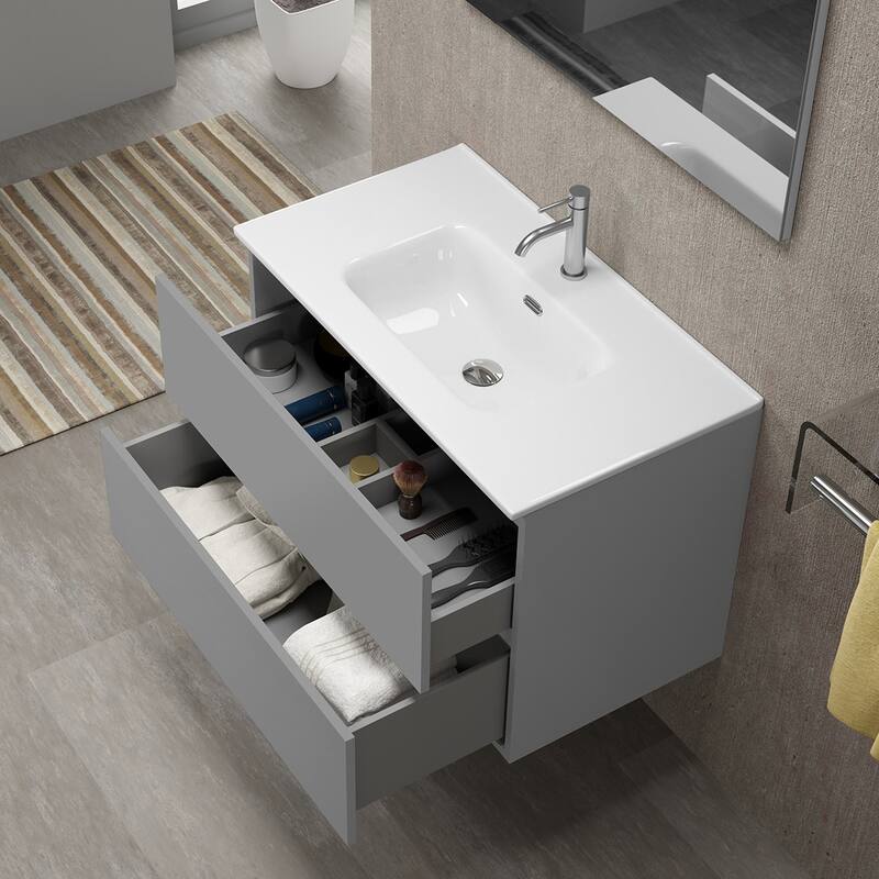 WS Bath Collections Flora C80 Flora 32" Wall Mounted Single Basin