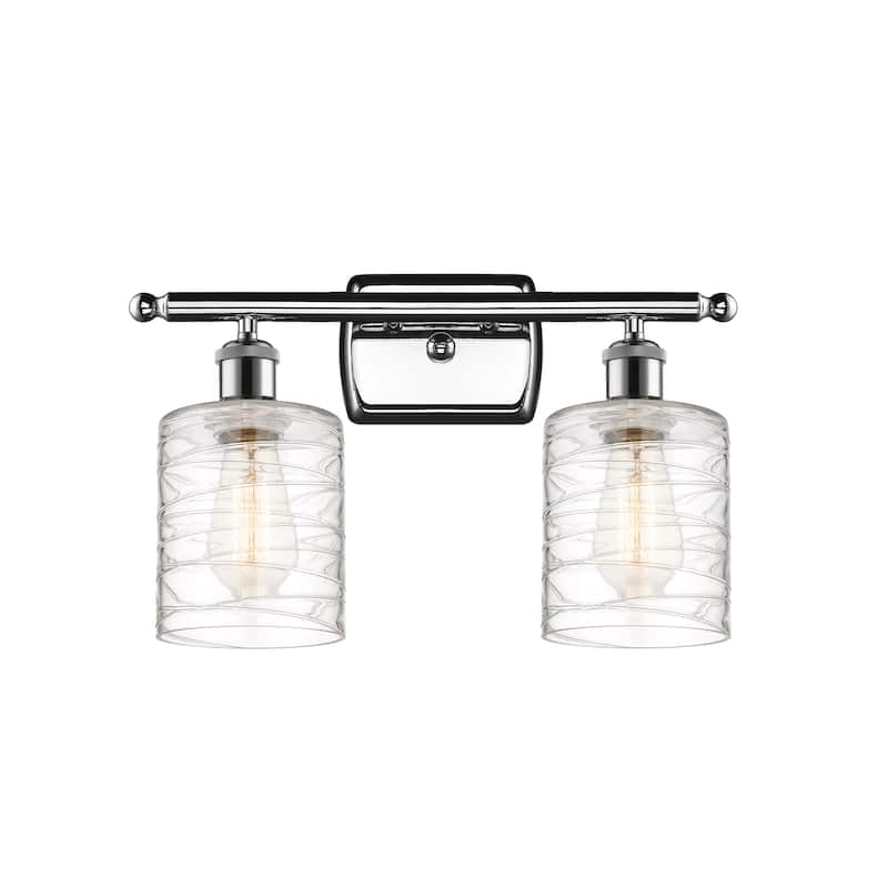 Innovations Lighting 516-2W-9-16 Cobbleskill Vanity Cobbleskill 2 - Polished Chrome / Deco Swirl