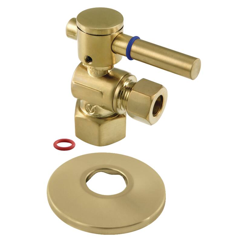 Kingston Brass 1/2-Inch FIP x 3/8-Inch OD Comp Quarter-Turn Angle Stop Valve with Flange