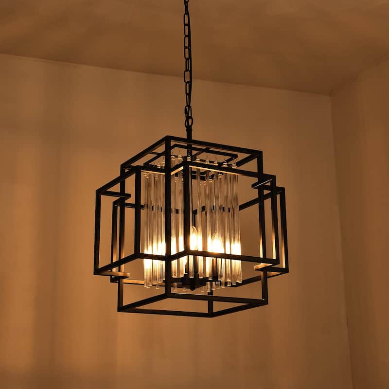 4-Light Geometric Chandelier - N/A