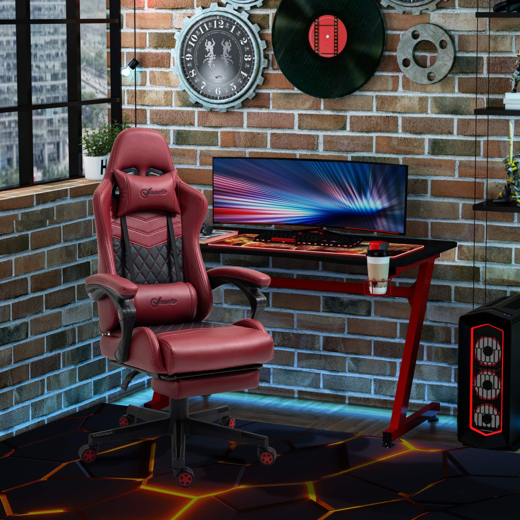 Vinsetto Racing Gaming Chair Diamond PU Leather Office Gamer Chair
