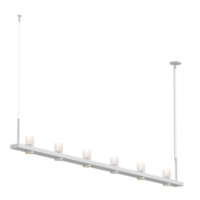 Sonneman Lighting Intervals Satin White 8-inch LED Linear Pendant, Clear Etched Cylinder Shade