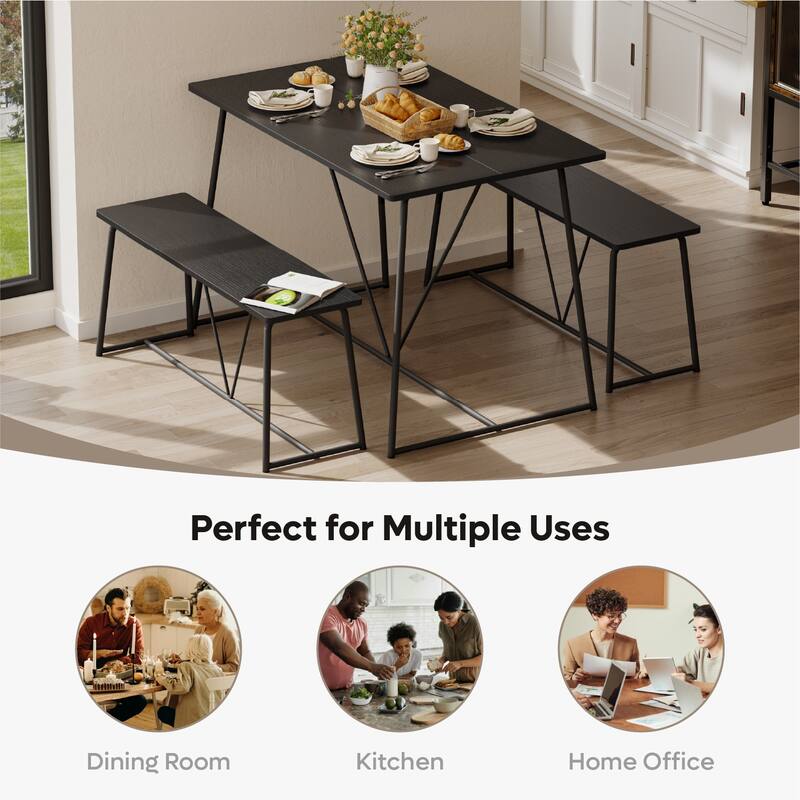 Bestier 47.5" Dining Table Set, Kitchen Table Set with Reinforced Metal Frame for Breakfast Nook