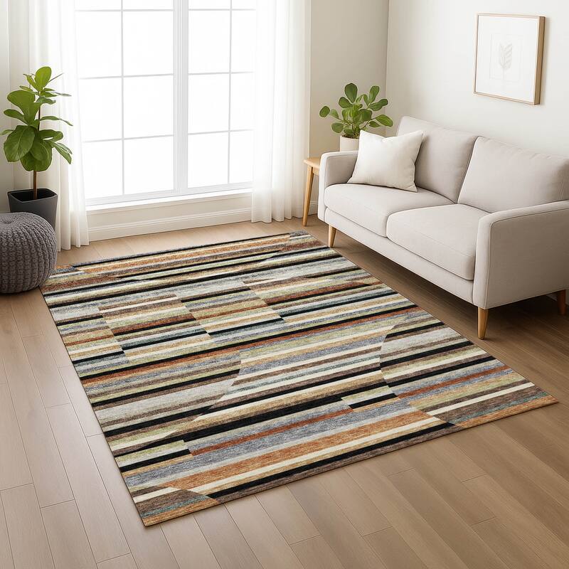 Machine Washable Indoor/ Outdoor Modern Cokedale Chantille Rug