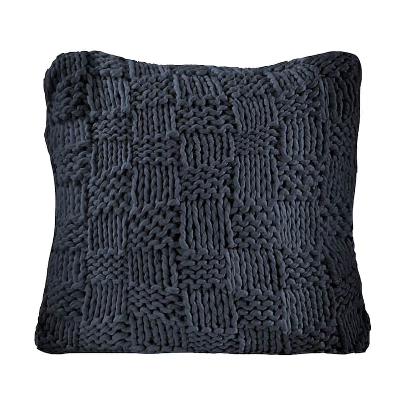 HiEnd Accents Chess Hand Knit Euro Sham, 27"x27" - Navy