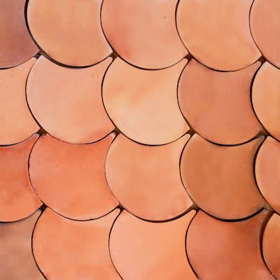 Natural Terracotta Fish Scale, 7"x7" tile