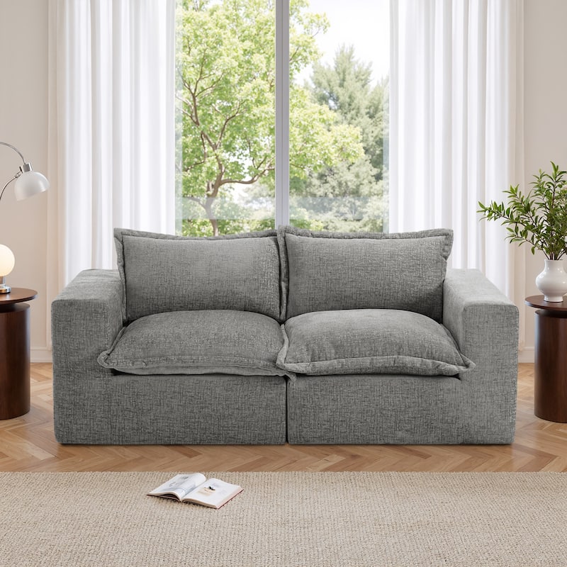 No Assembly Chenille Modular Sectional Sofa Comfy Cloud Couch