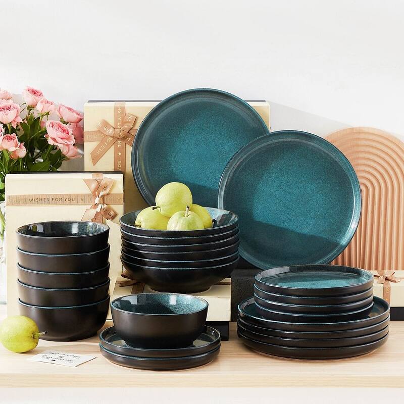 vancasso PLAYB Stoneware Kiln Change Glaze Dinnerware Set - 24 Piece